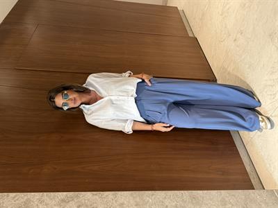 Premium , Arka Beli Lastikli , İndigo Tencel Palazzo