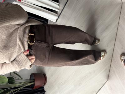 Süet Kemerli , Likralı Sütlü Kahve Jean