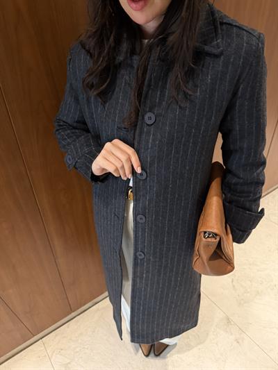 Orijinal Marka , Çizgili , Lacivert Kaşe Kaban