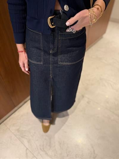 Orijinal Model , Yırtmaçlı , Cep Detaylı , Denim Etek