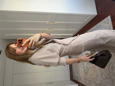 Orijinal Model , Yandan Bağlamalı , Bej Tencel Takım