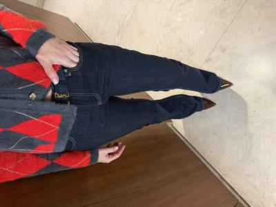 Likralı Koyu Lacivert İspanyol Paça Jean Pantolon 