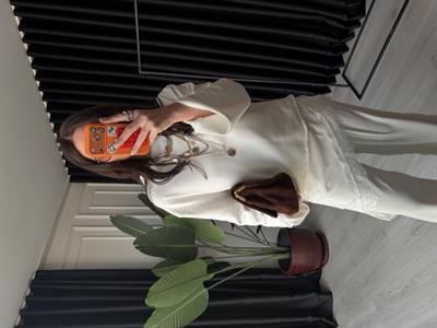 Orijinal Model , Saten Dantel Detaylı , Ekru Sweatshirt