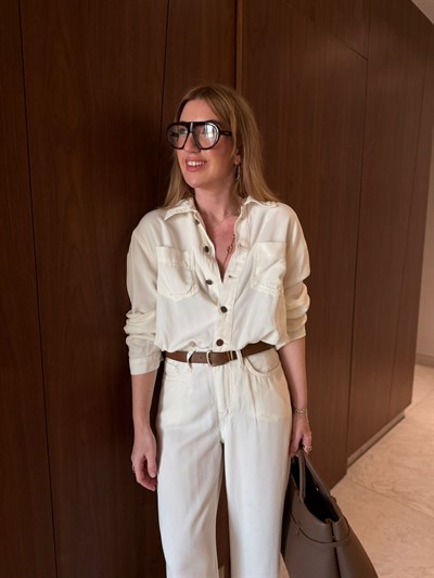 Kemerli , Yumuşacık , Tencel , Ekru Jean Tulum