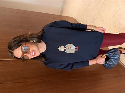 Orijinal Marka , Önü Taş İşlemeli Figürlü , Lacivert , Sweatshirt