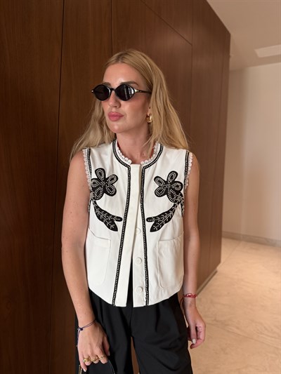 Orijinal Model , Boncuk İşlemeli , Nakışlı Yelek