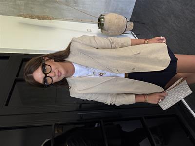 %100 Keten , Bej Blazer Ceket