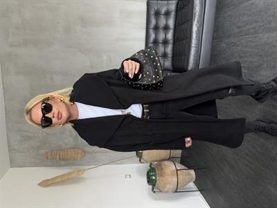 Teddy Astarlı , Geniş Yaka , Siyah Süet Kaban