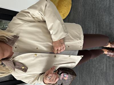 Kadife Yaka , Bej , Premium Kapitone Mont