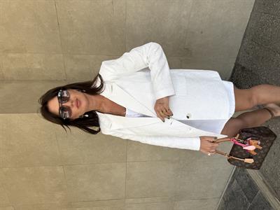 Fistolu , Premium , Beyaz Blazer Ceket