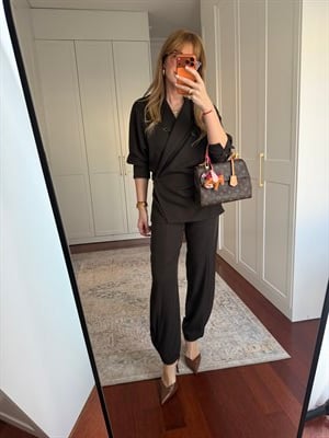 Orijinal Model , Yandan Bağlamalı , Acıkahve Tencel Takım