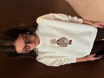 Orijinal Marka , Önü Taş İşlemeli Figürlü , Ekru , Sweatshirt