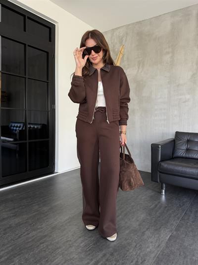 Orijinal Model , Kadife Detaylı , Acıkahve , Premium Eşofman Takımı