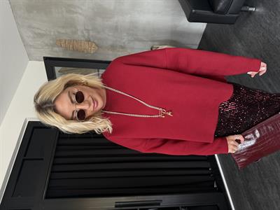 Yanı Yırtmaçlı , İçi Şardonlu , Bordo Sweatshirt