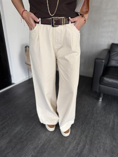 Orijinal Marka , Beli Lastikli , Gabardin Kumaş , Bej Palazzo Pantolon