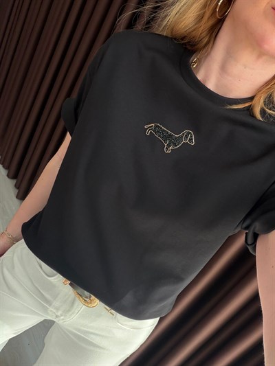 Bgm Marka , Köpek Figürlü , %100 Cotton , Siyah T-shirt