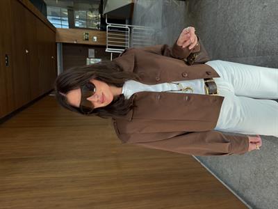 Orijinal Model , Pileli , Vatkalı , Acı Kahve , Kısa Trenchcoat