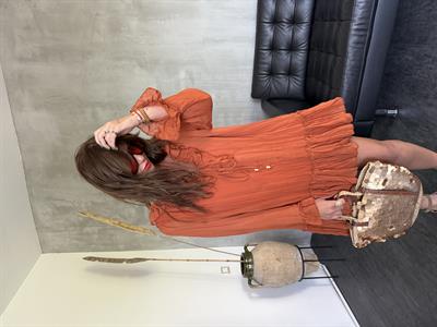 Fırfır Detaylı , Orange Elbise