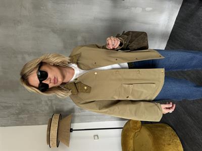 Kadife Yaka , Haki , Premium Kapitone Mont