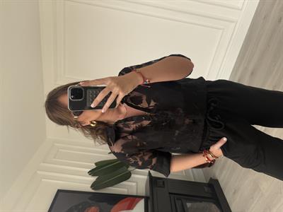 Premium Siyah Organze Tasarım Gömlek
