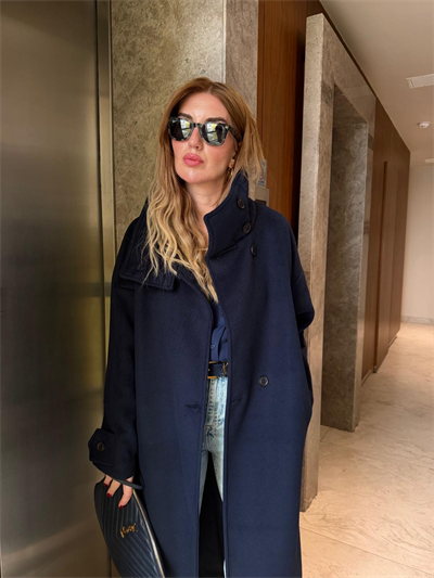 Orijinal Model , Lacivert , Premium Kaşe Kaban