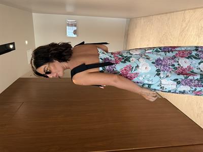 Siyah Kurdeleli , Ortanca Desenli , Uzun Elbise