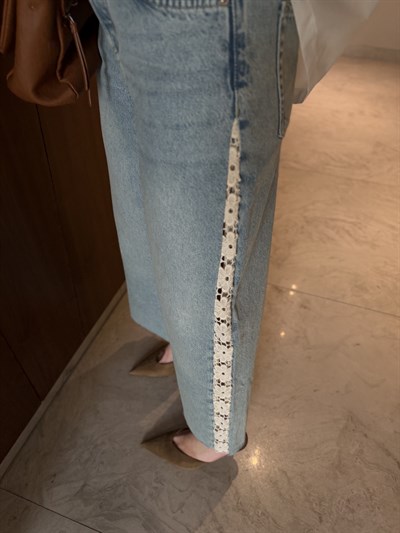 Orijinal Model , Yanı Güpür Dantel Detaylı , Blue Jean