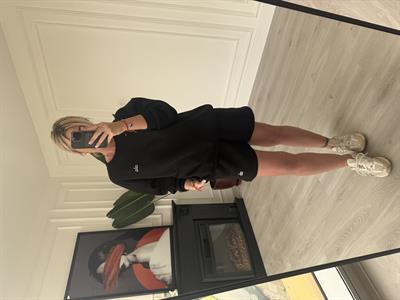 Marka Logolu , Şardonlu Sweatshirt & Şort , Siyah Takım