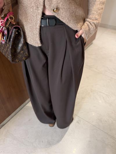 Kemerli Acı Kahve Palazzo Pantalon