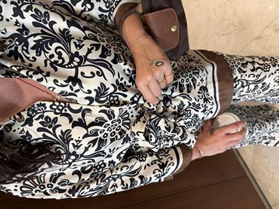 Siyah Desenli , Pantolon & Gömlek , Saten Takım