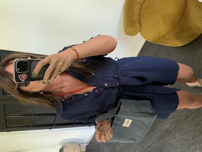 Beli Lastikli , Kuşaklı , %100 Coton , Lacivert Müslim Tulum