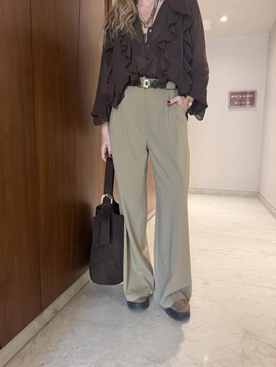 Yumuşacık Dokulu , Bej Palazzo Pantolon