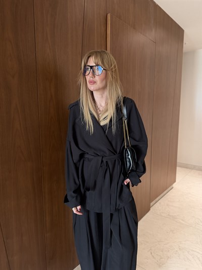 Orijinal Model , Özel Dokulu , Tek Düğmeli , Siyah Kuşaklı Takım