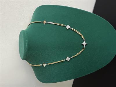 Üçlü Kutup Yıldızlı Gold Kolye