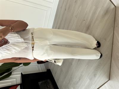 Karol ,Premium Kumaş , Tencel , Ekru Palazzo Pantolon