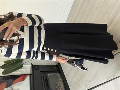 Orijinal Model , Yandan Gold Düğmeli , Premuim , Midi Boy , Lacivert Gabardin Etek