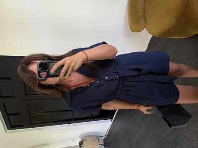 Beli Lastikli , Kuşaklı , %100 Coton , Lacivert Müslim Tulum