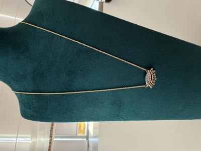 Mini Zincirli , Zirkon Taşlı , 14k Taçlı Göz Kolye
