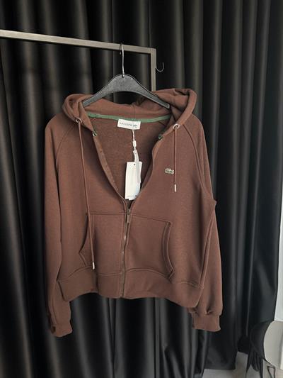 Orijinal Marka Önden Fermuarlı Kahverengi Sweatshirt