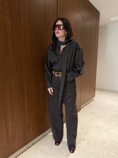Şal Yakalı , %100 Cotton , Acı Kahve Tasarım Gömlek