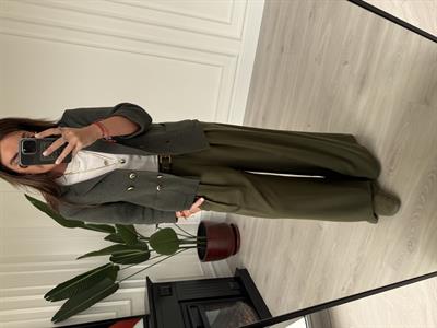 Premium , Arka Beli Lastikli , Haki Tencel Palazzo