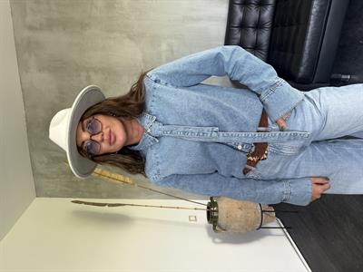 Özel Üretim Yakası Bağlamalı , Premium Jean Gömlek