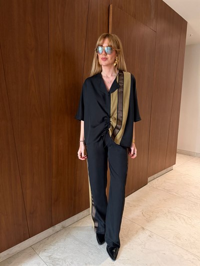 Orijinal Model , Ayarlanabilir Büzgülü , Colorblock Siyah Takım
