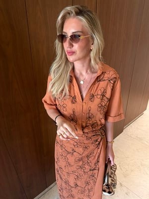 Orijinal Model , Premium Nakışlı , Kruvaze Gömlek & Etek , Kiremit Takım