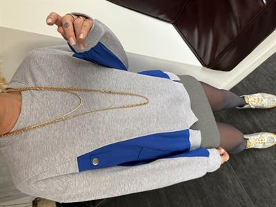 Orijinal Model , Mavi Neon Detaylı , Gri Sweatshirt