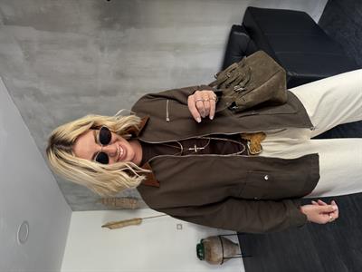 Taba Kadife Yaka , Haki , Gabardin Ceket