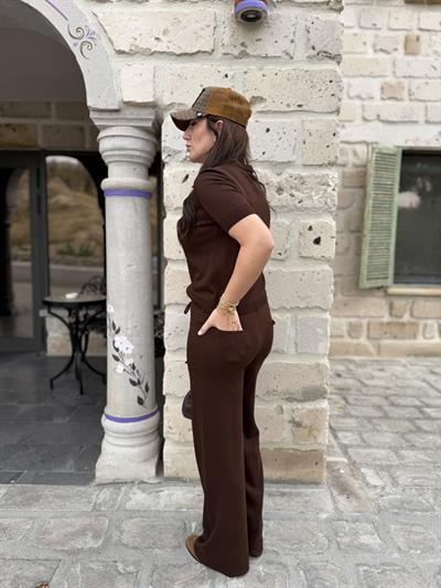 Acı kahve , Kısa Kollu , Premium Triko Takım