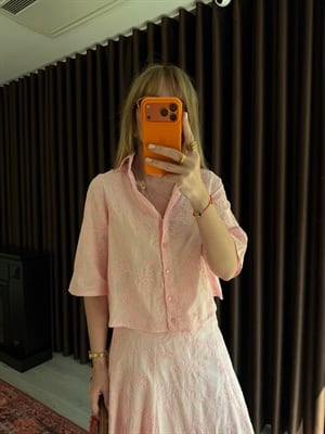 %100 Cotton , Pembe , Fisto Gömlek & Etek Takım