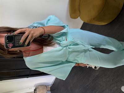 %100 Coton , Mint Yeşili , Önden Bağlamalı , Beli Lastikli , Müslim Takım