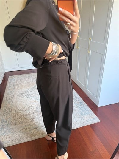 Acıkahve , Tencel Crep , Fularlı Gömlek & Pantolon , Premium Takım